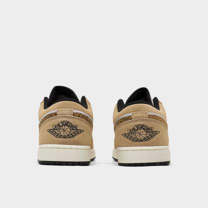 Air Jordan Retro 1 Low SE Casual Shoes - Hemp/Metallic Gold/White/Light British Tan/Black - Left shoe facing left. Outside of the shoe. - view 4
