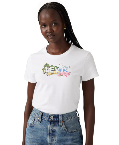 Levi's Women's Perfect Graphic Logo Cotton T-Shirt - White Logo