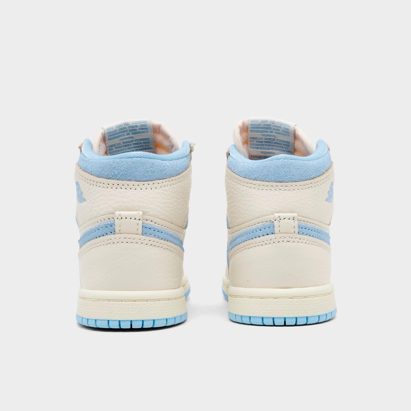Kids' Toddler Air Jordan Retro 1 High OG Casual Shoes - Pale Ivory/Psychic Blue/Coconut Milk - view 4