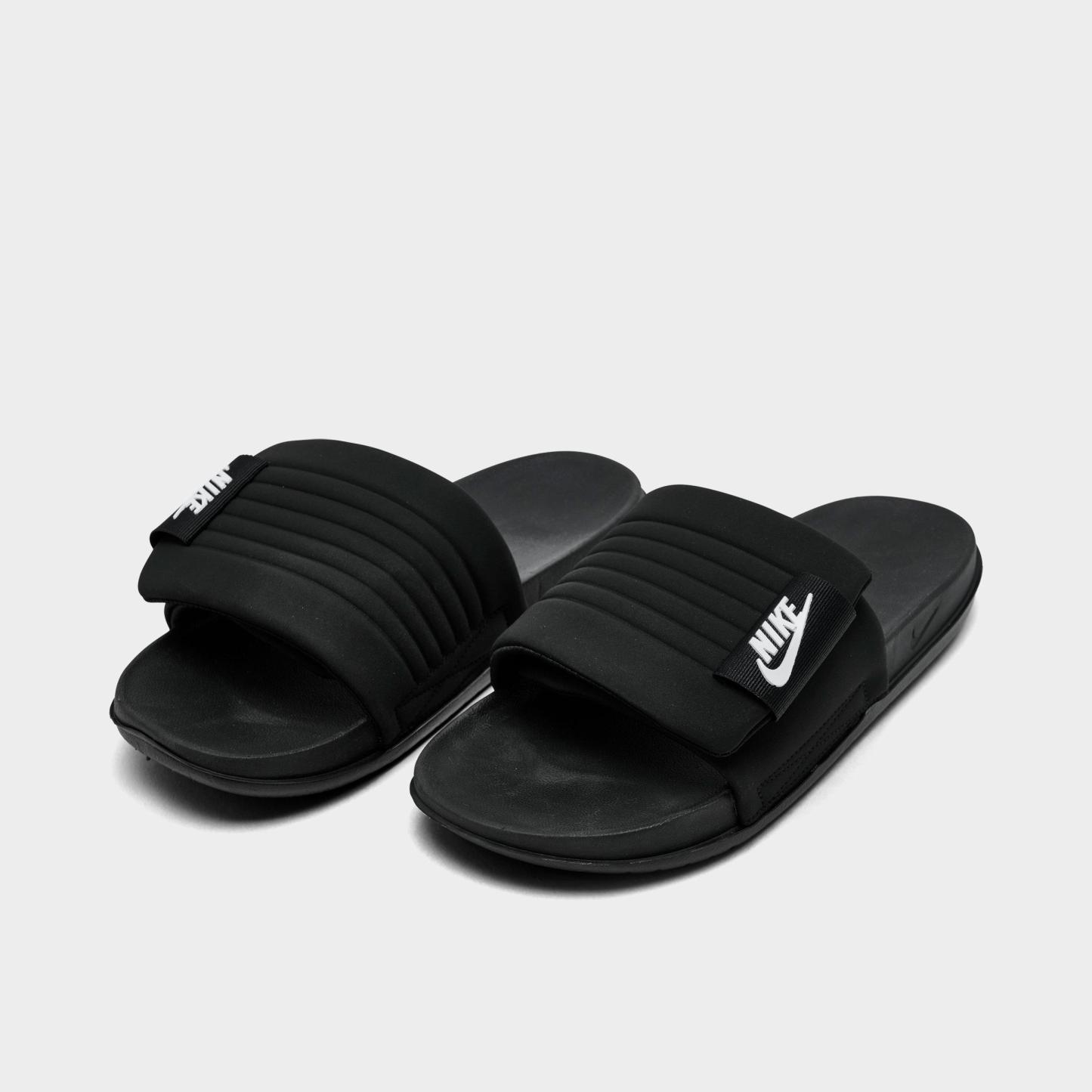 Men's Nithtke Offcourt Adjust Slide Sandals - Black/Black/White - Both shoes facing left