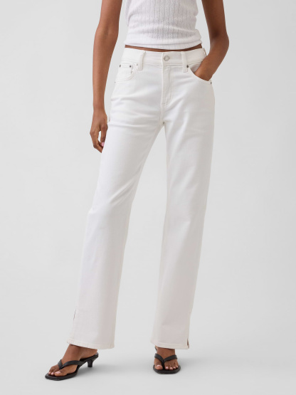 Mid Rise Relaxed Straight Jeans - Fresh white