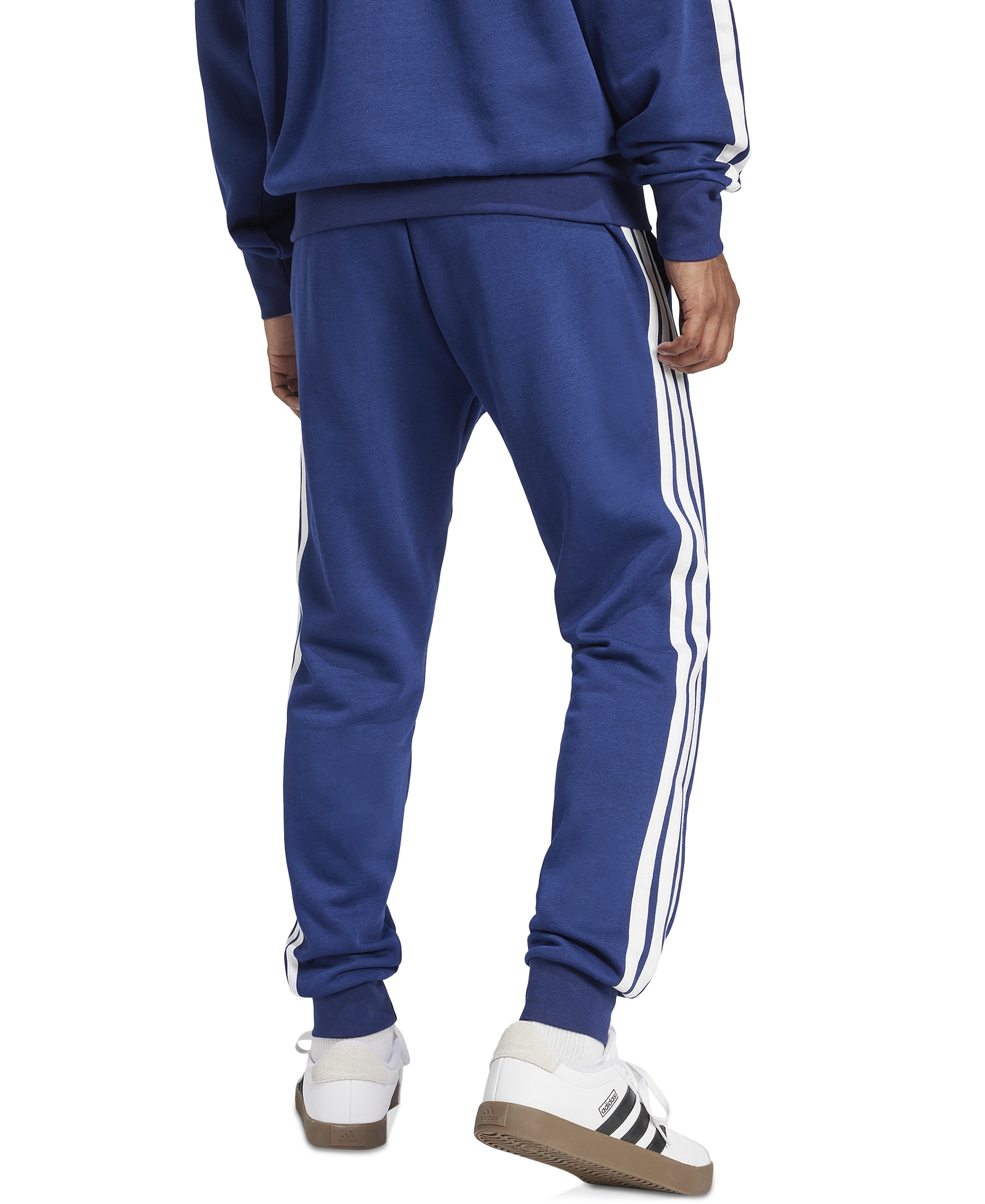 adidas Men's Essentials Three-Stripes Regular-Fit Fleece Joggers - Dark Blue/White