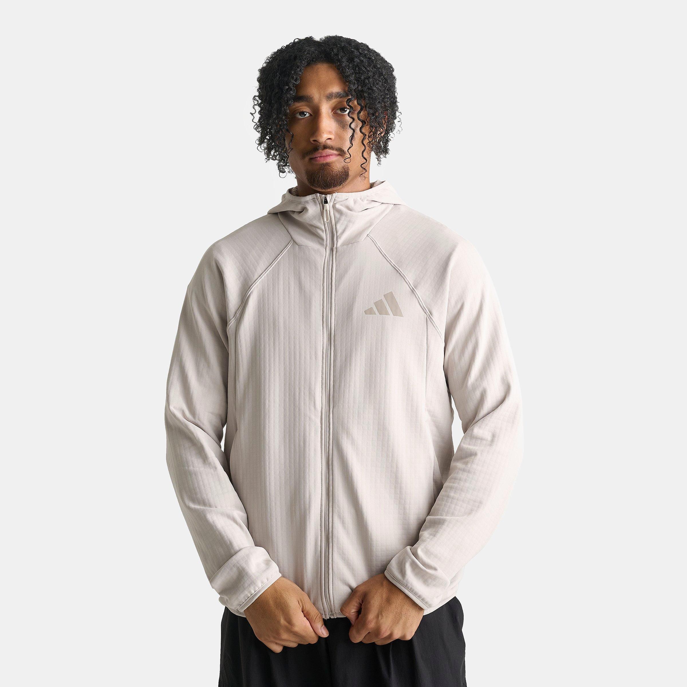 Men's adidas TERREX Xperior Climawarm+ Ventknit Fleece Full-Zip Hooded Jacket - Wonder Alumina