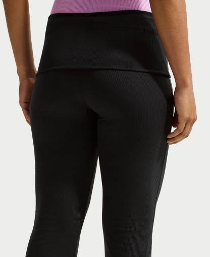 Nike Women's Sportswear Chill Knit Mid-Rise Tight Ribbed Pants - Black/sail