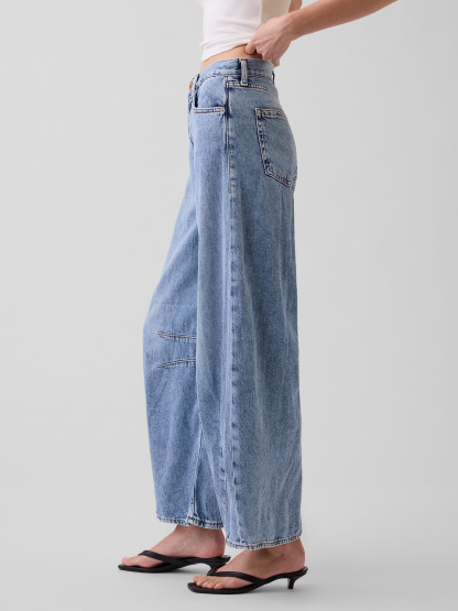 High Rise UltraSoft Crossover Horseshoe Jeans - Medium indigo