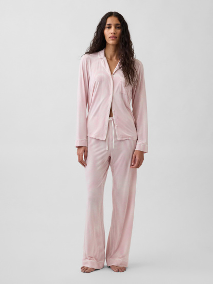 SoftMade Modal PJ Top - Pink & white stripe
