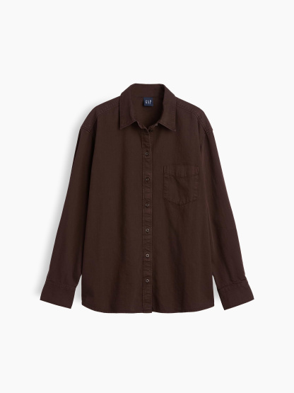Denim Big Shirt - Brown