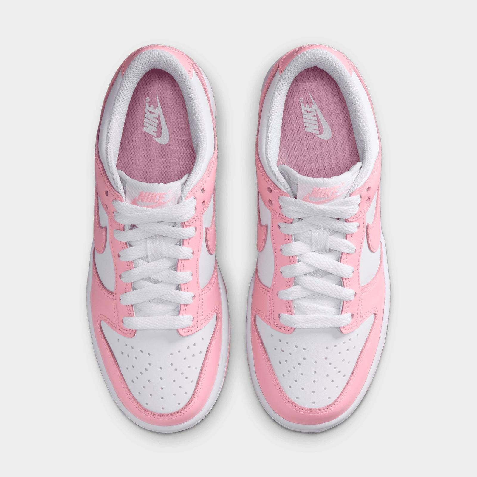 Big Kids' Nike Dunk Low Casual Shoes - White/White/White/Medium Soft Pink