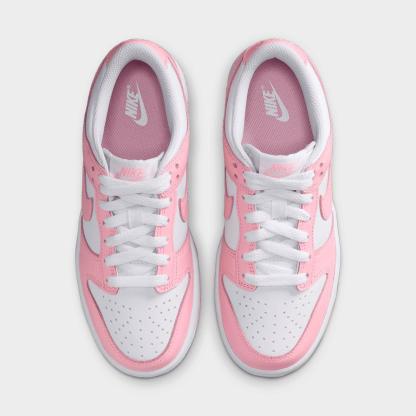Big Kids' Nike Dunk Low Casual Shoes - White/White/White/Medium Soft Pink