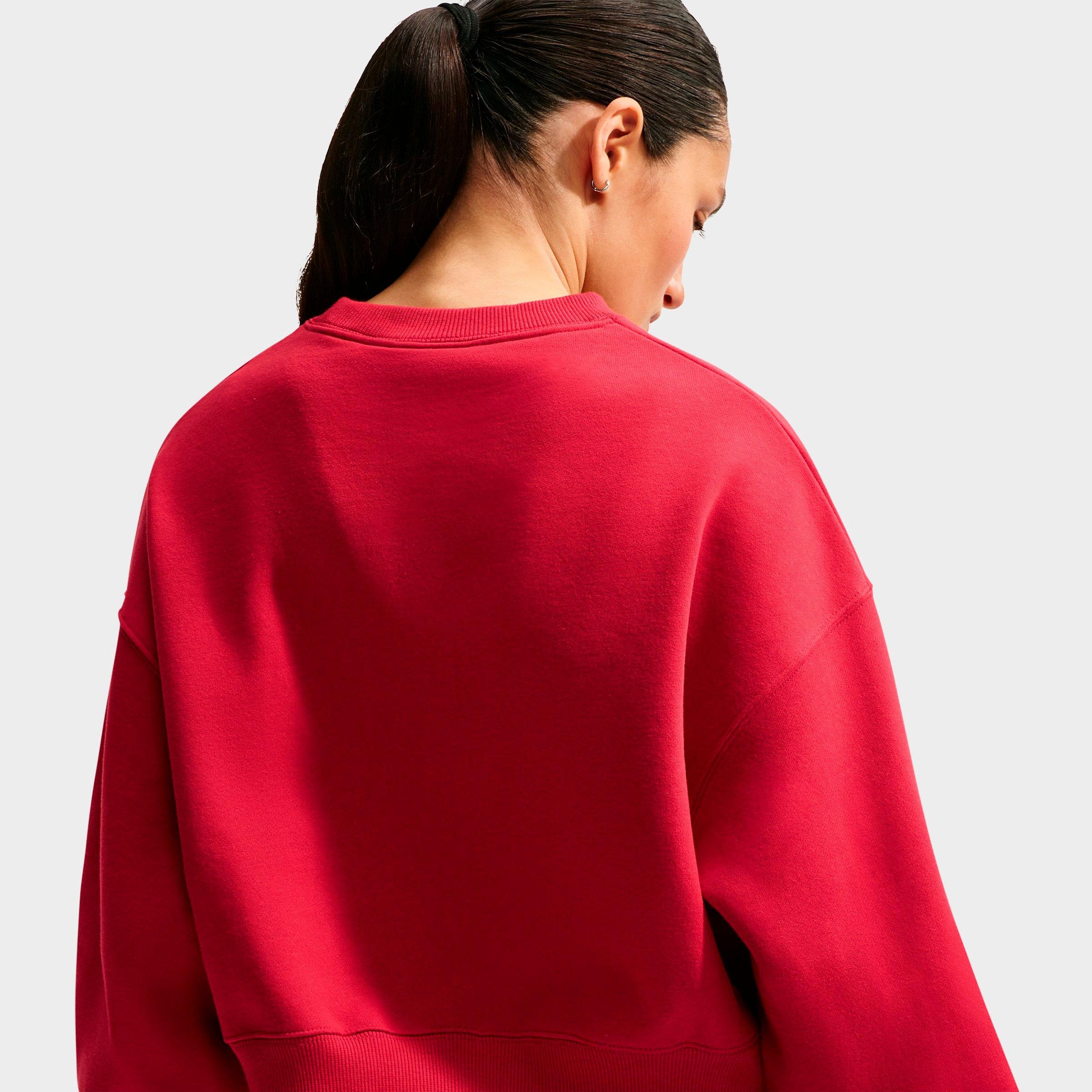 Women's Nithtke Studio Fleece Medium Weight Oversized Cropped Crewneck Sweatshirt - Tough Red/Sail