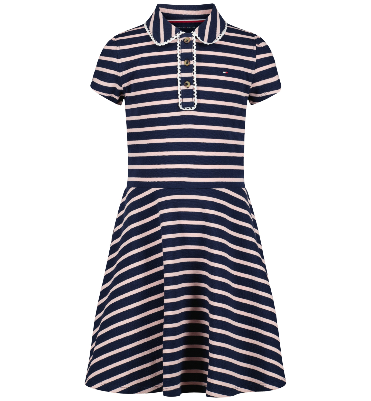 Tommy Hilfiger Girls' 7-16 Striped Polo Collar Dress - Navy Blazer