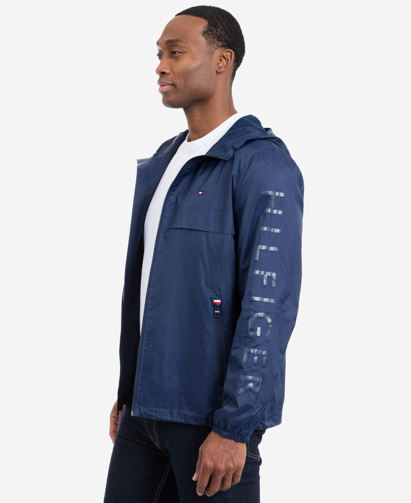 Tommy Hilfiger Men's Hooded Windbreaker Jacket - Navy