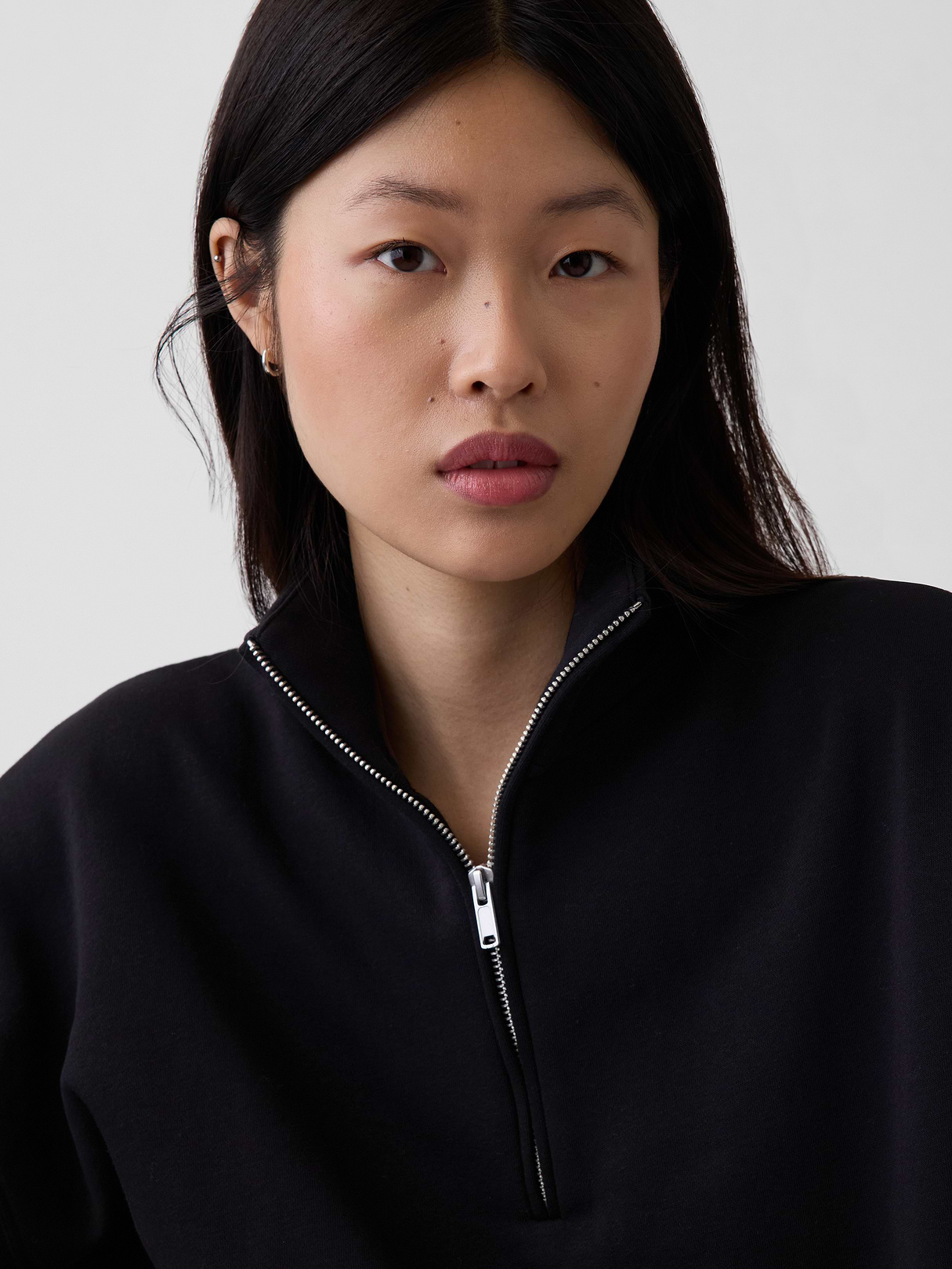 VintageSoft Oversized Half-Zip Wedge Pullover - Black
