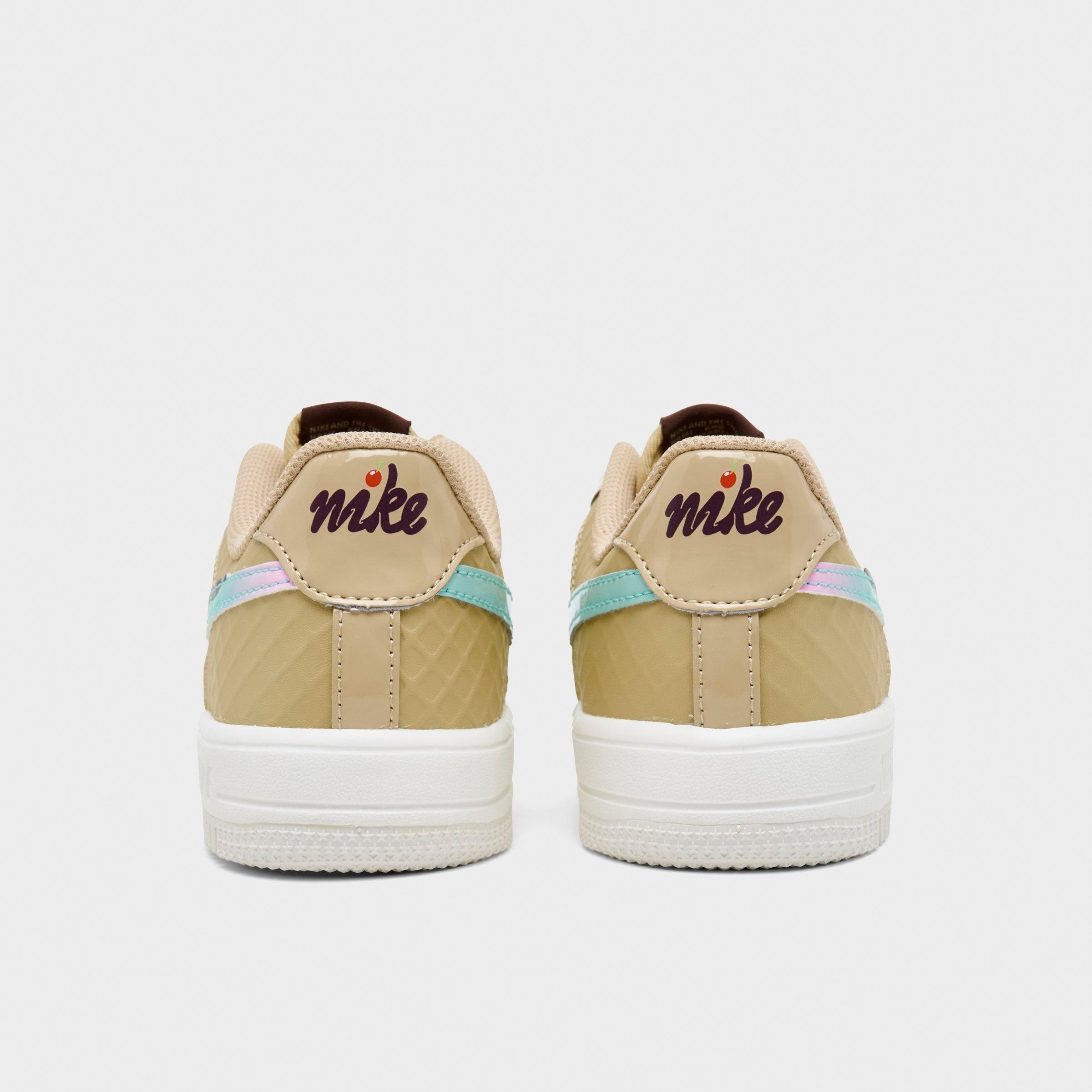 Little Kids' Nithtke Force 1 Low Casual Shoes - Sail/Multi-Color/Sesame/Bleached Turquoise - Back view