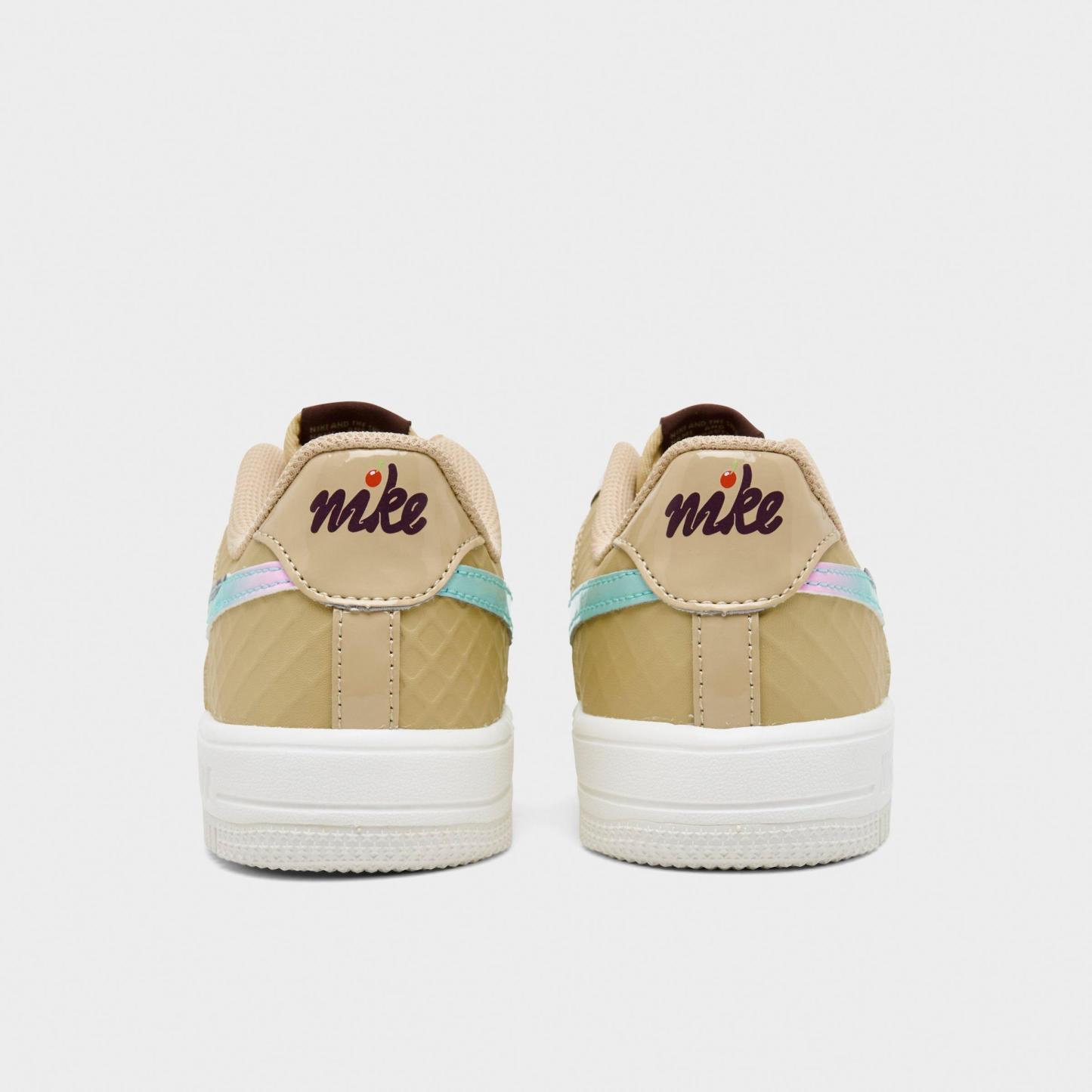 Little Kids' Nithtke Force 1 Low Casual Shoes - Sail/Multi-Color/Sesame/Bleached Turquoise - Back view