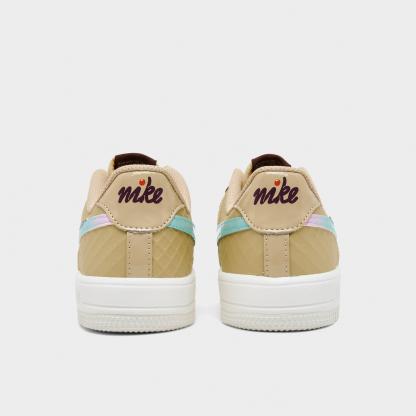 Little Kids' Nithtke Force 1 Low Casual Shoes - Sail/Multi-Color/Sesame/Bleached Turquoise - Back view
