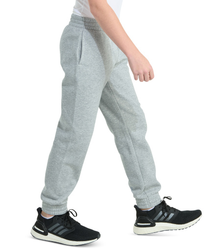 adidas Boys' 8-20 Elastic Waistband Essential Fleece Heather Pant - Medium Gray Heather
