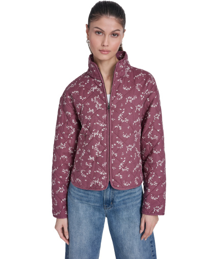 Levi's Women's Quilted Short Liner Zipper Jacket - Pink Floral Print