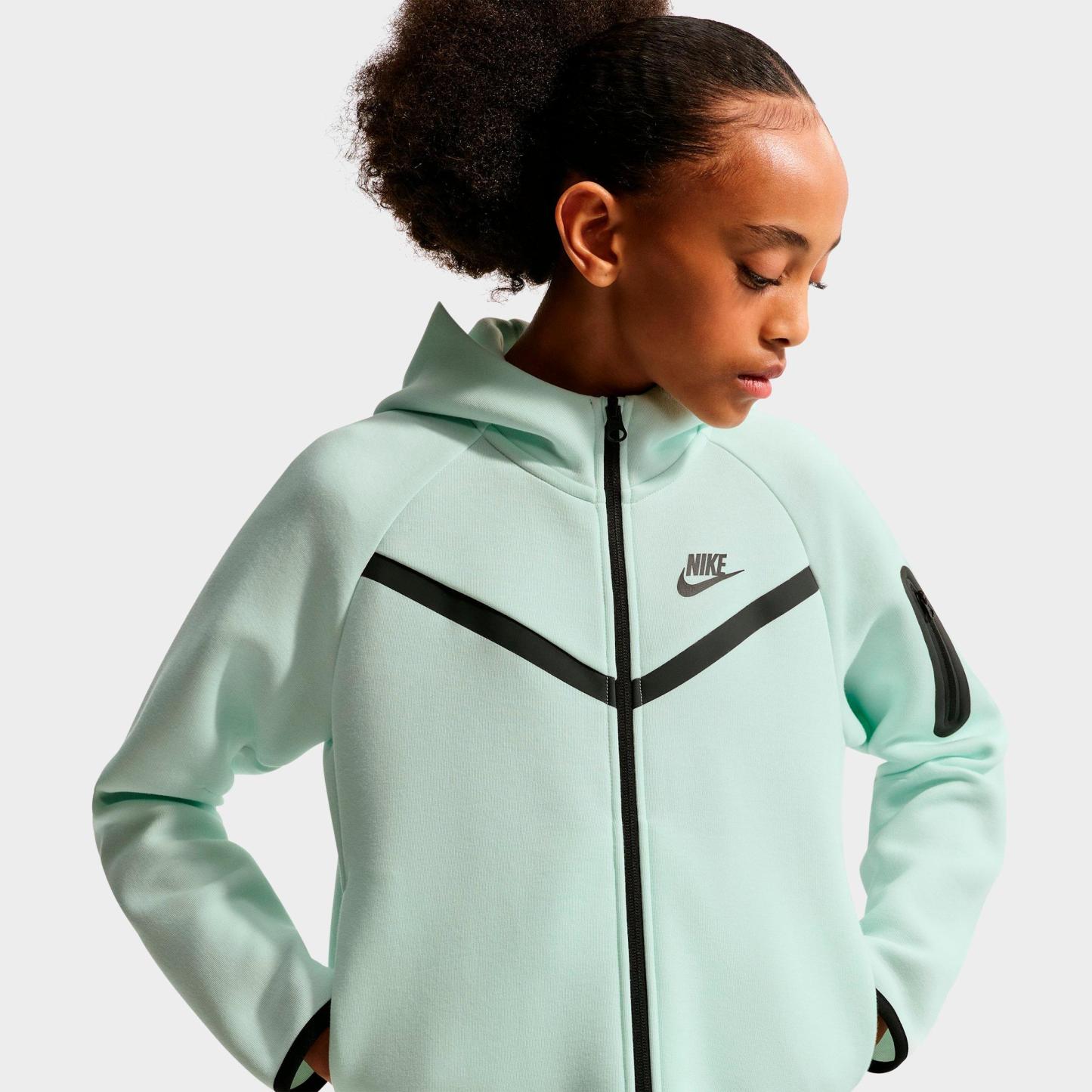 Girls' Big Kids' Nithtke Sportswear Tech Fleece Full-Zip Hoodie - Barely Green/Black/Black