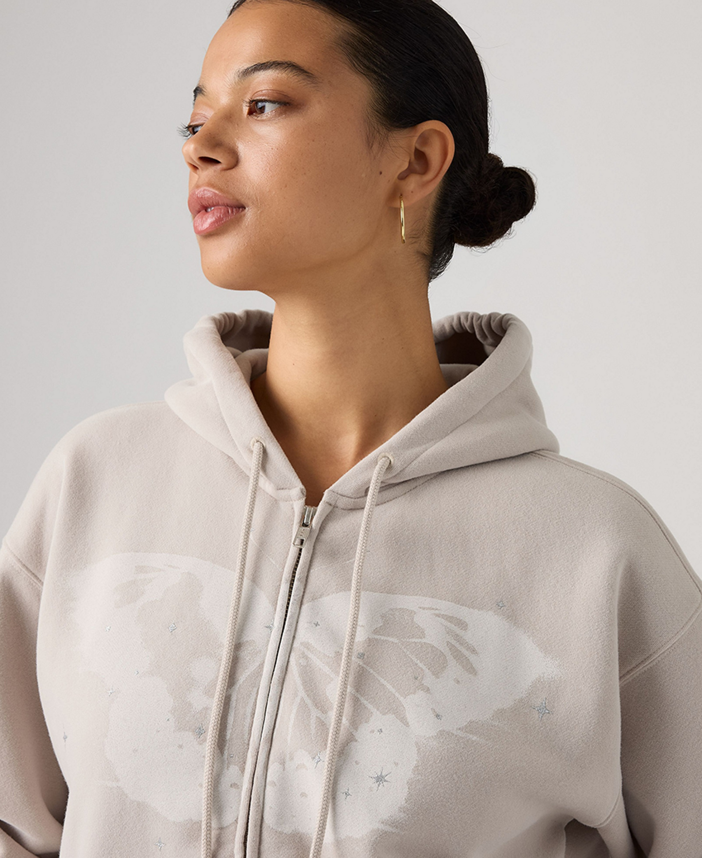 Levi's Women's Graphic Everyday Zip-Up Hoodie - HOODIE DREAMY BUTTERFLY CHATEAU GRAY
