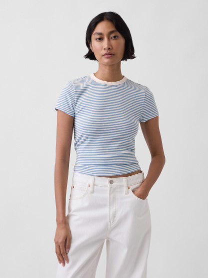Modern Crew T-Shirt - Light blue stripe