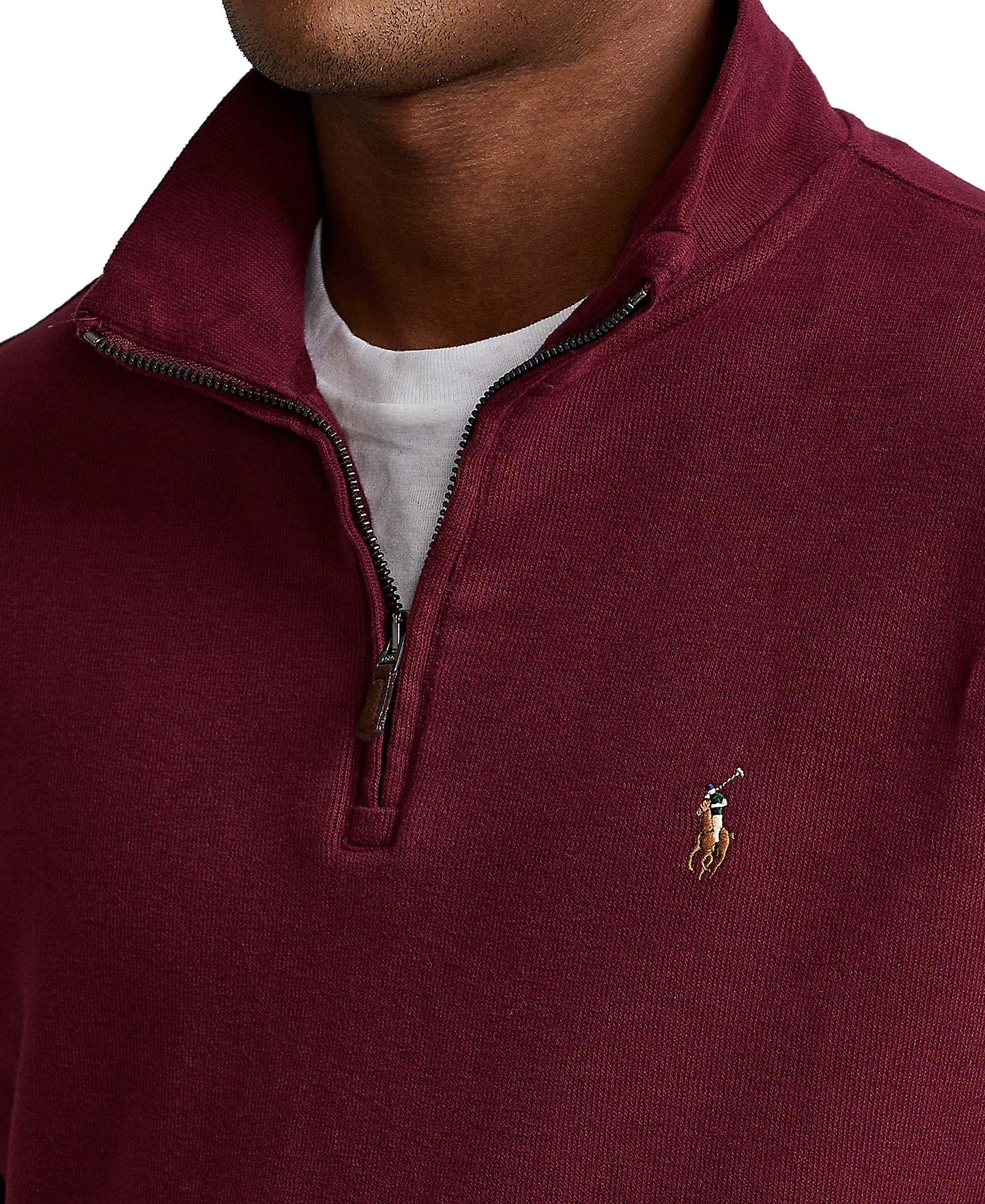 Polo Ralph Lauren Men's Estate-Rib Cotton Quarter-Zip Sweater - CLASSIC WINE
