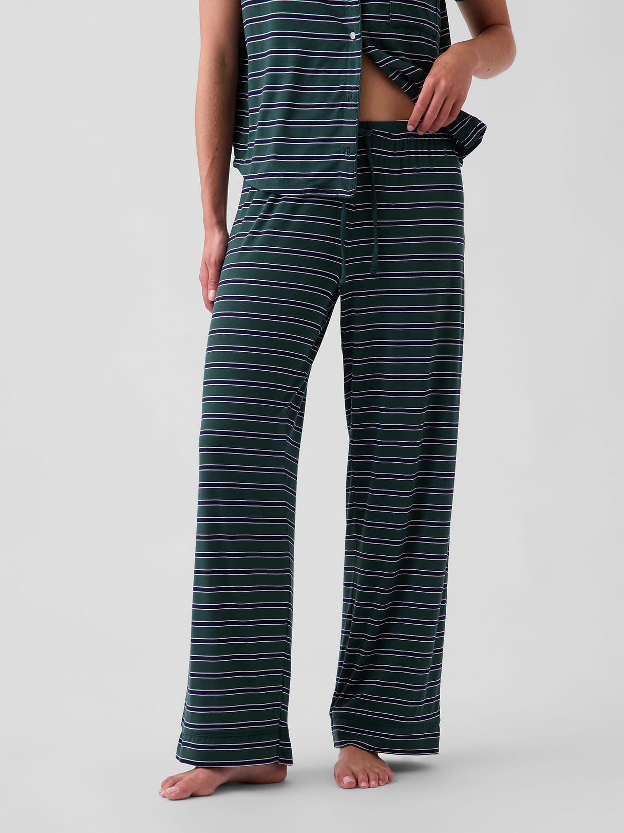 SoftMade Modal PJ Pants - Blue & green stripe