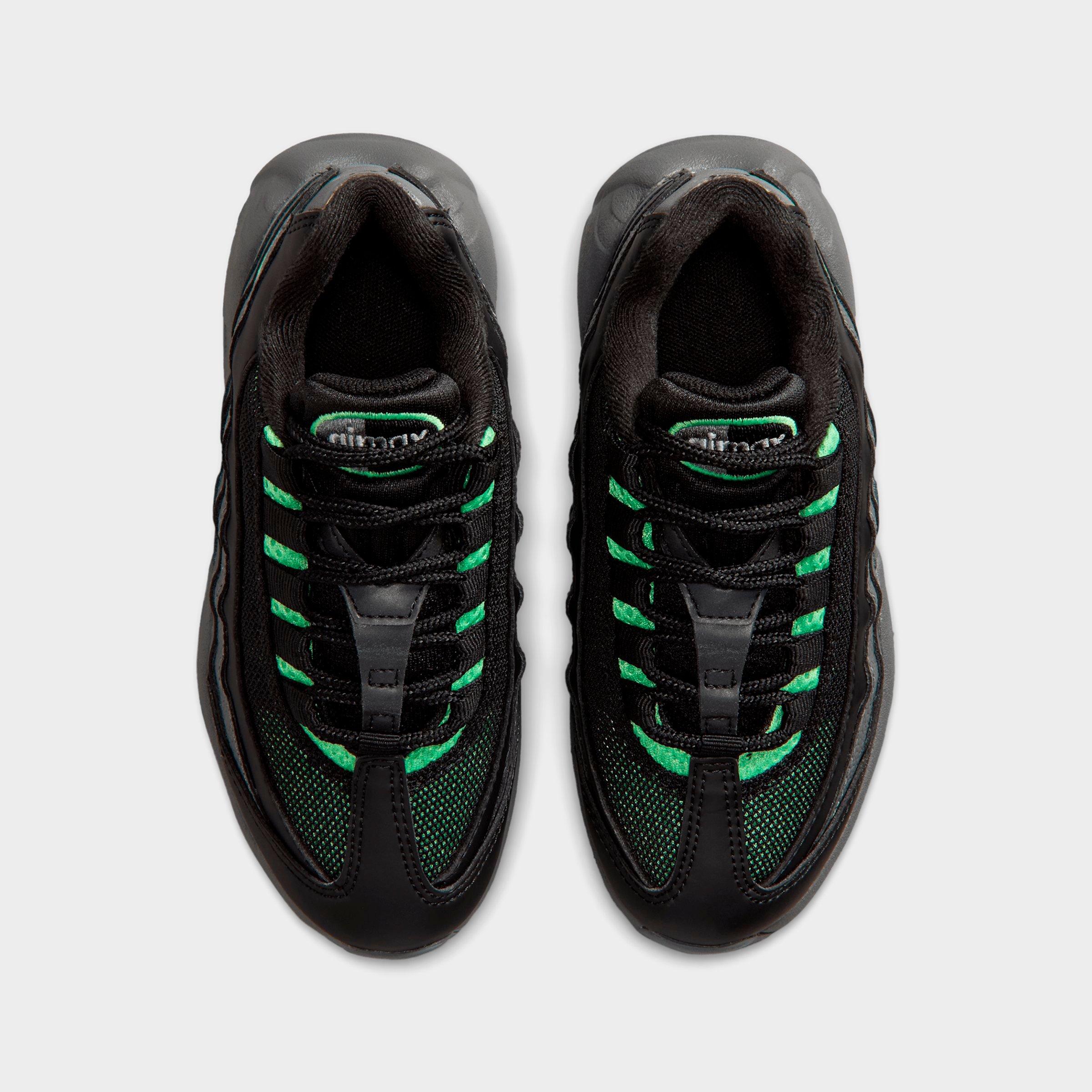 Little Kids' Nithtke Air Max 95 Recraft Casual Shoes - Black/Cool Grey/Iron Grey/Illusion Green - Top view