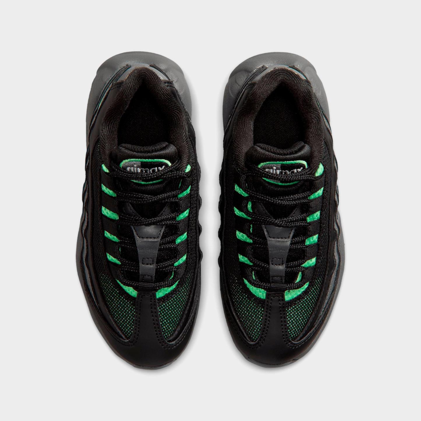 Little Kids' Nithtke Air Max 95 Recraft Casual Shoes - Black/Cool Grey/Iron Grey/Illusion Green - Top view