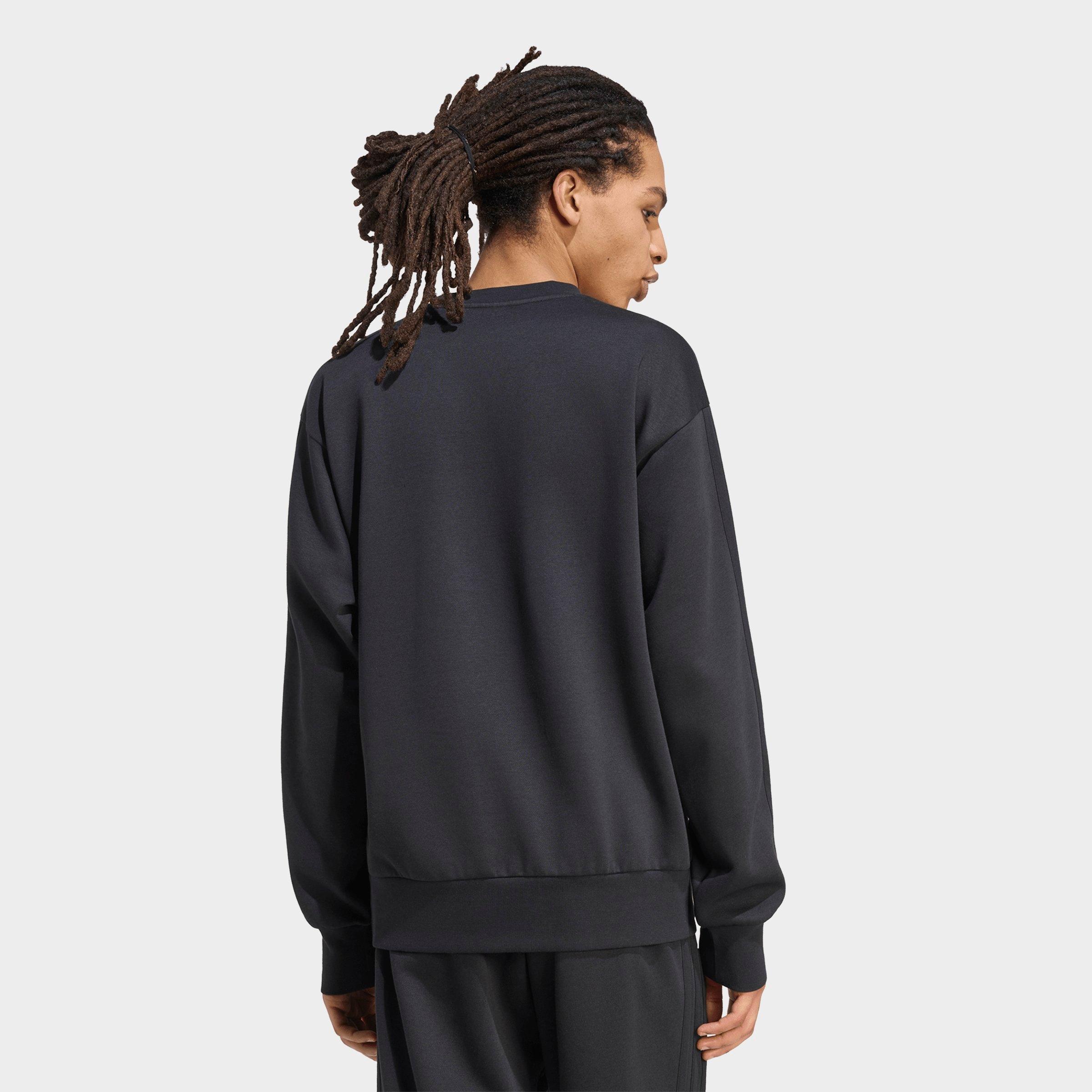Men's adidas Essentials 3-Stripes Fleece Crewneck Sweatshirt - Black/Black