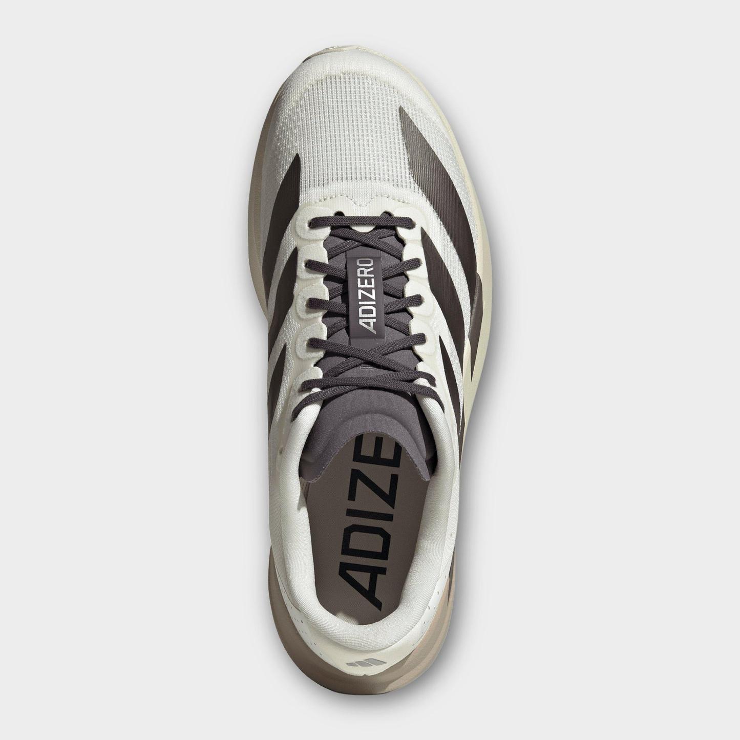 Men's adidas Adizero EVO SL Running Shoes - Part 1 - Off White/Aurora Coffee Metallic/Matte Silver - Top view