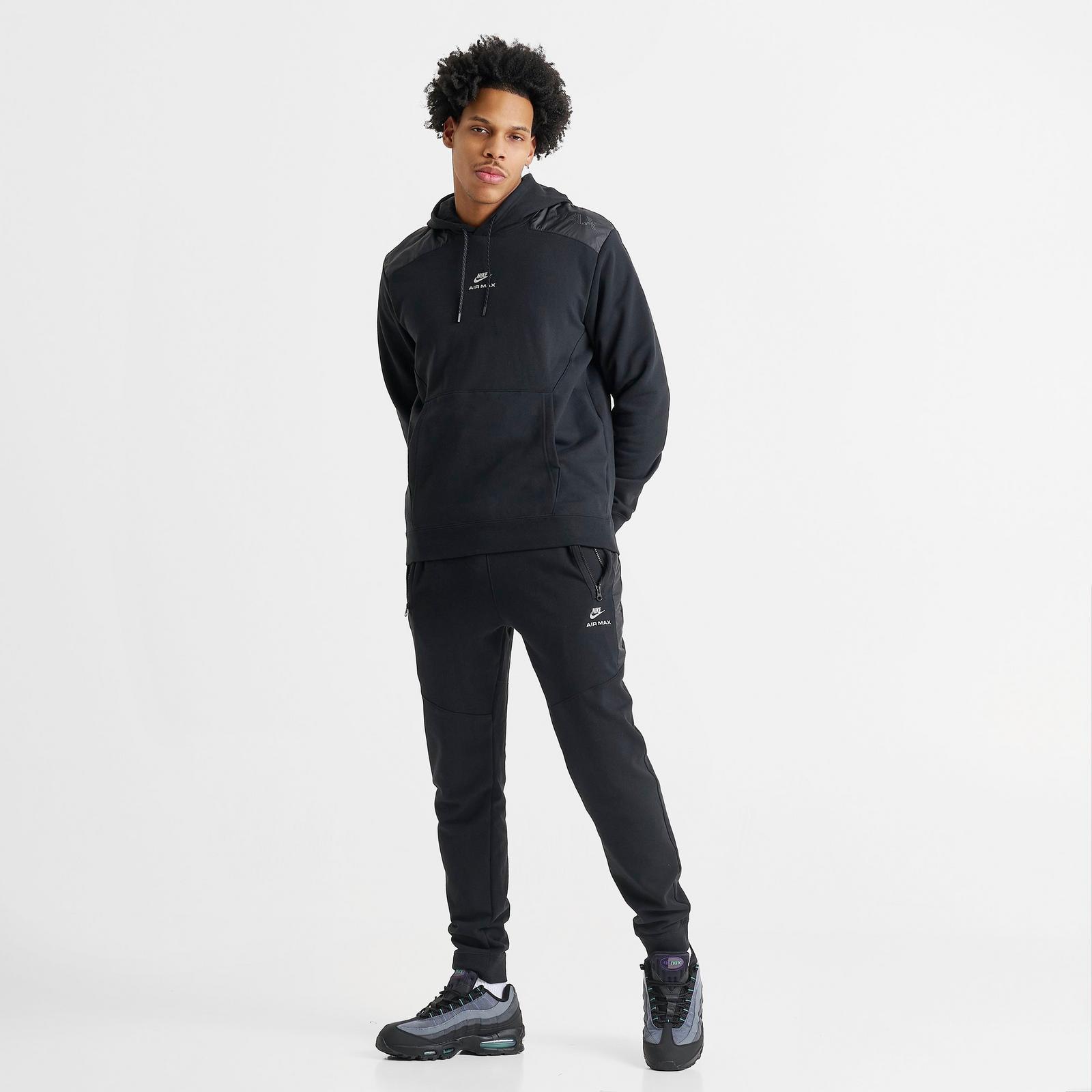 Men's Nike Sportswear Air Max French Terry Fleece Jogger Pants - Black/Black/White
