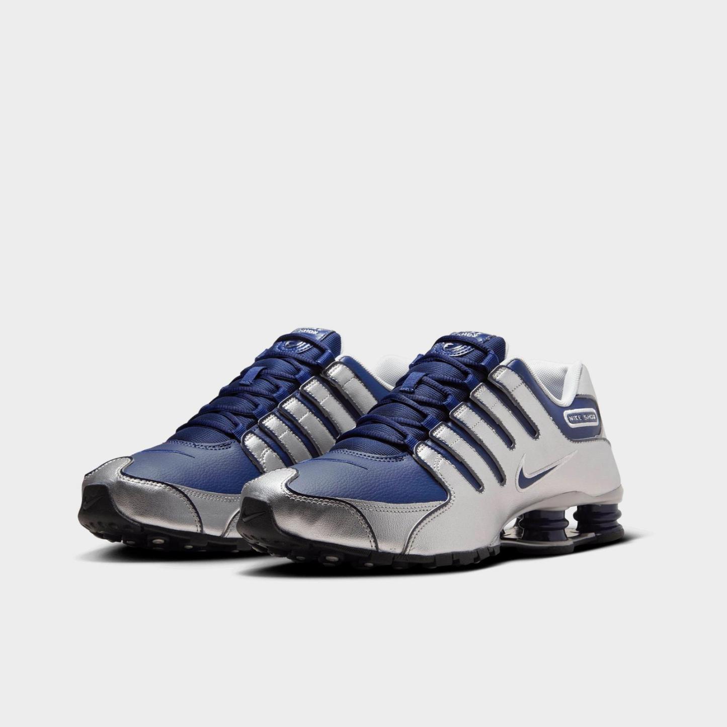 Men's Nike Shox NZ Casual Shoes - Midnight Navy/Black/Metallic Silver/Metallic Silver