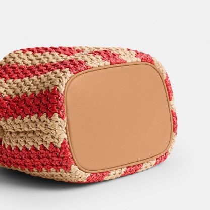 Faye Mini Drawstring Bag With Stripes - Gold/Red/Tan - view 7