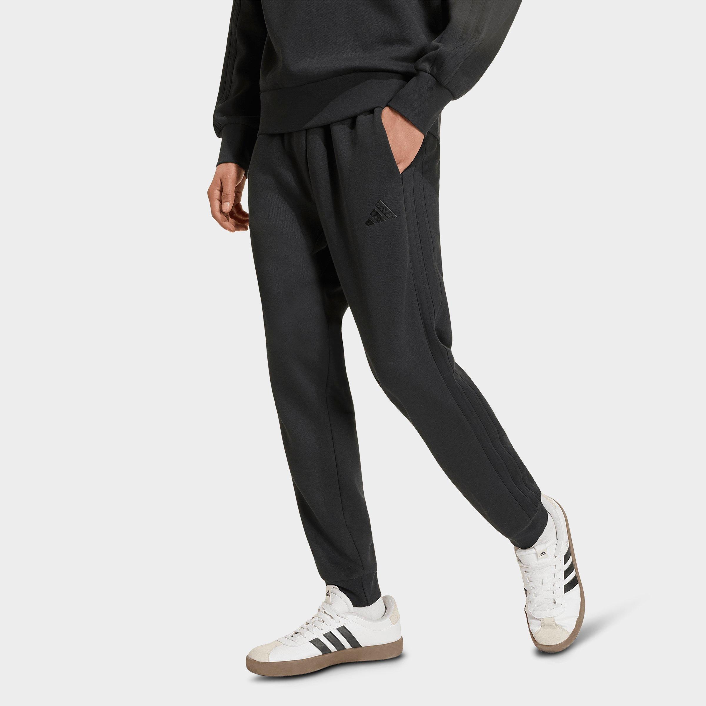 Men's adidas Essentials 3-Stripes Fleece Jogger Pants - Black/Black