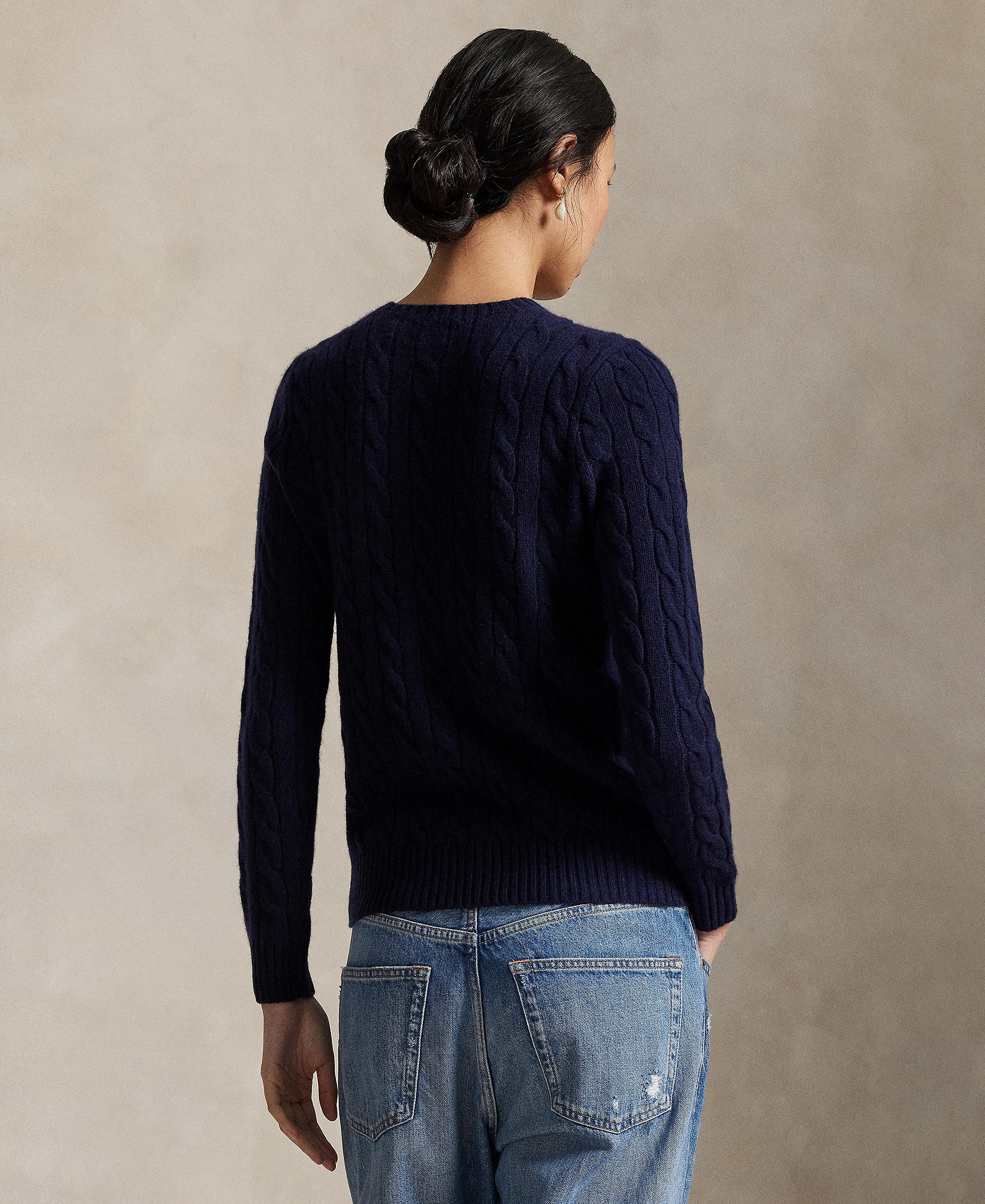 Polo Ralph Lauren Women's Cable Wool-Cashmere Crew Neck Sweater - Hunter Navy