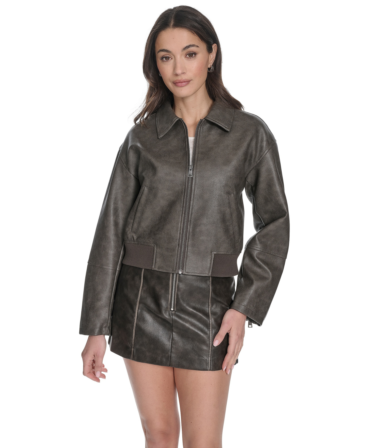 Levi's Women's Faux Leather Lightweight Bomber Jacket - Ash
