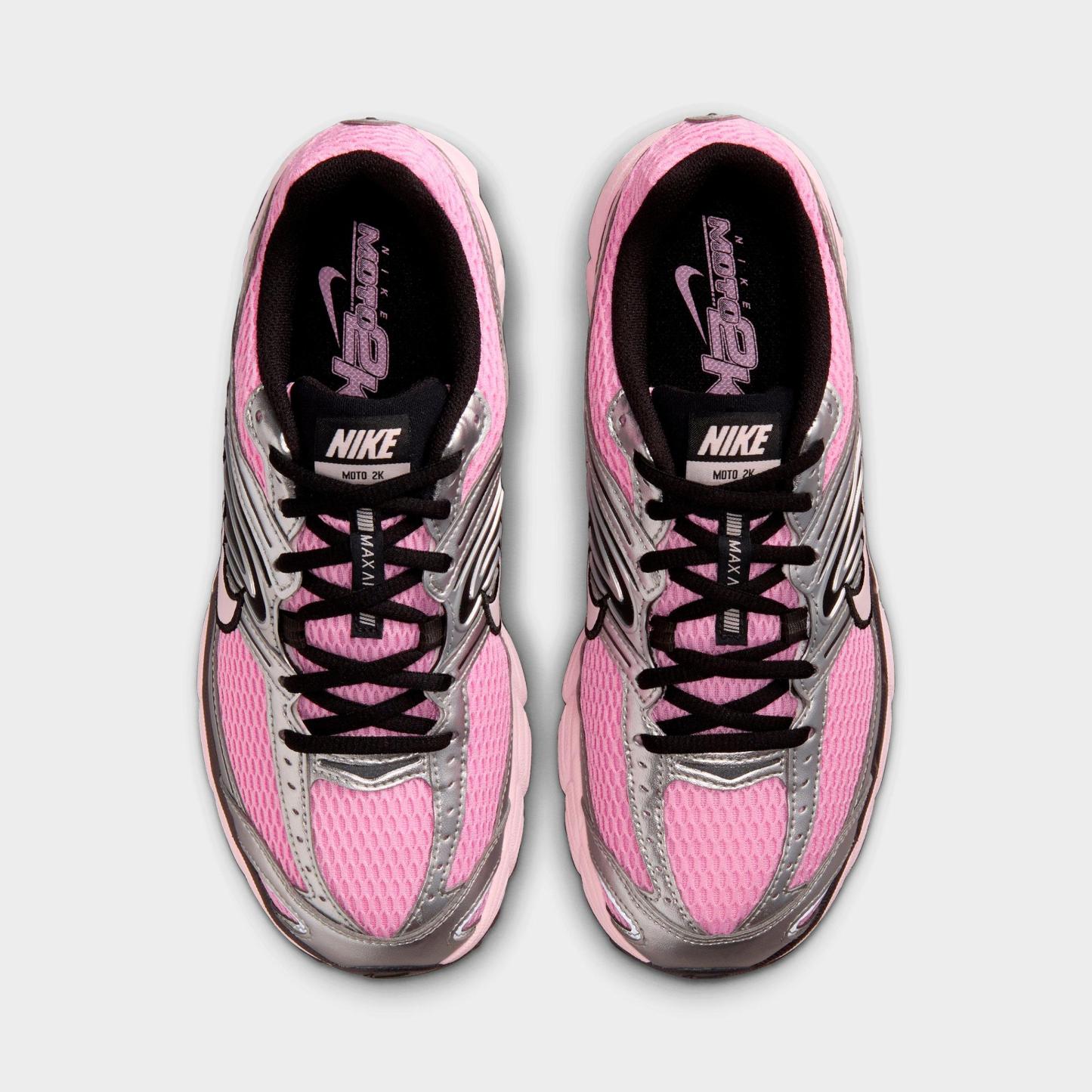 Women's Nithtke Air Max Moto 2K Casual Shoes - Part 2 - Pink Rise/Metallic Silver/Black/Pearl Pink - Top view