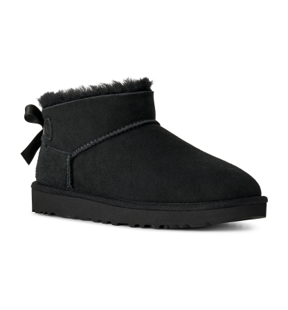 UGG® Women's Ultra Mini Bailey Bow Round Toe Booties - Black