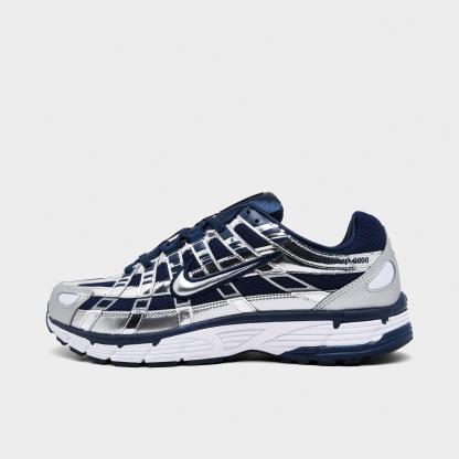 Men's Nithtke P-6000 Casual Shoes - Part 3 - Midnight Navy/Metallic Silver/White - Left shoe facing left. Outside of the shoe.