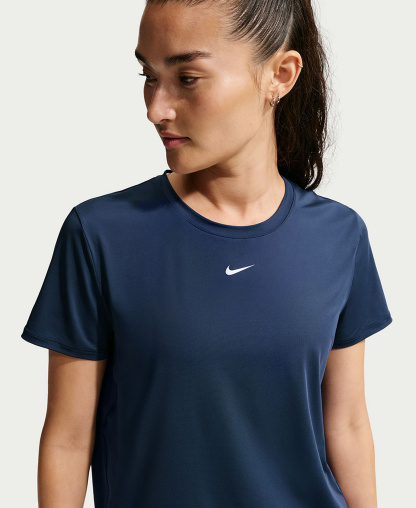 Nike Women's One Classic Dri-Fit Short-Sleeve Top - Midnight Navy/White