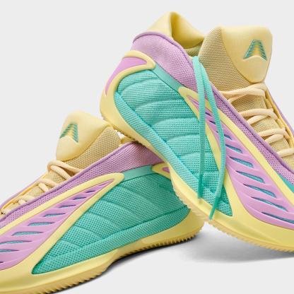 Big Kids' adidas Anthony Edwards 2 Basketball Shoes - Almost Yellow/Bliss Lilac/Flash Aqua - Detail shot