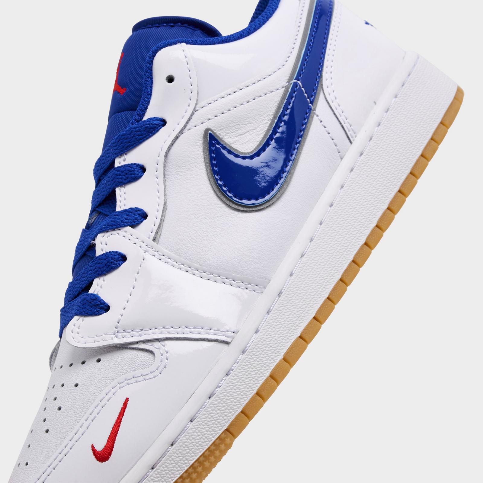 Big Kids' Air Jordan Retro 1 Low SE Casual Shoes - White/Old Royal/Gum Yellow/University Red - view 3