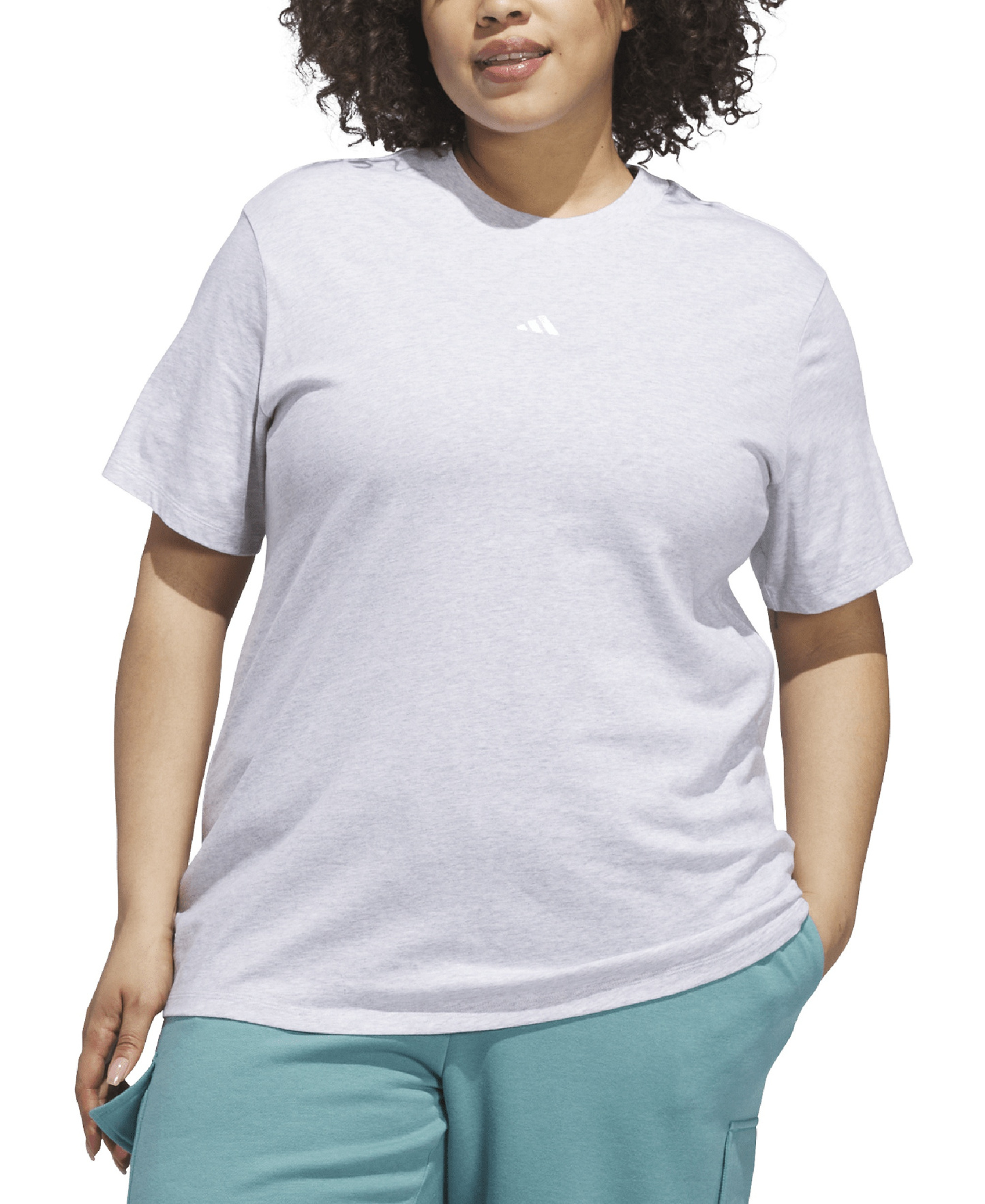 adidas Women's Short-Sleeve Cotton Crewneck Logo T-Shirt - Gray