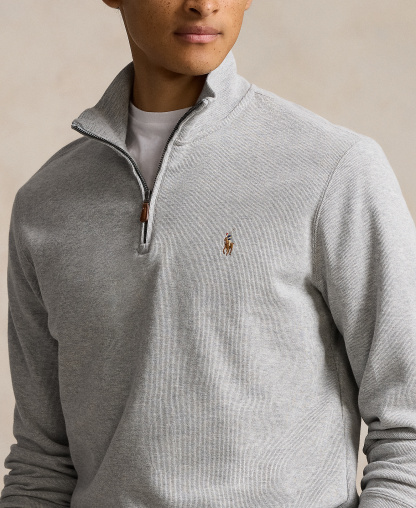 Polo Ralph Lauren Men's Estate-Rib Cotton Quarter-Zip Sweater - Andover Heather