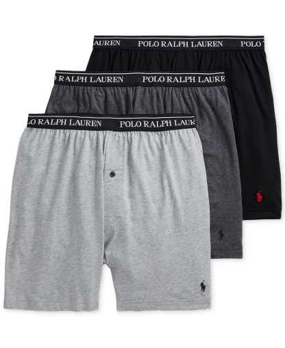 Polo Ralph Lauren Men's 3-Pack Cotton Classic Knit Boxers - Andover / Madison / Black