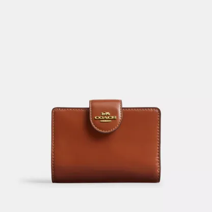 Medium Corner Zip Wallet - Gold/Cinnamon