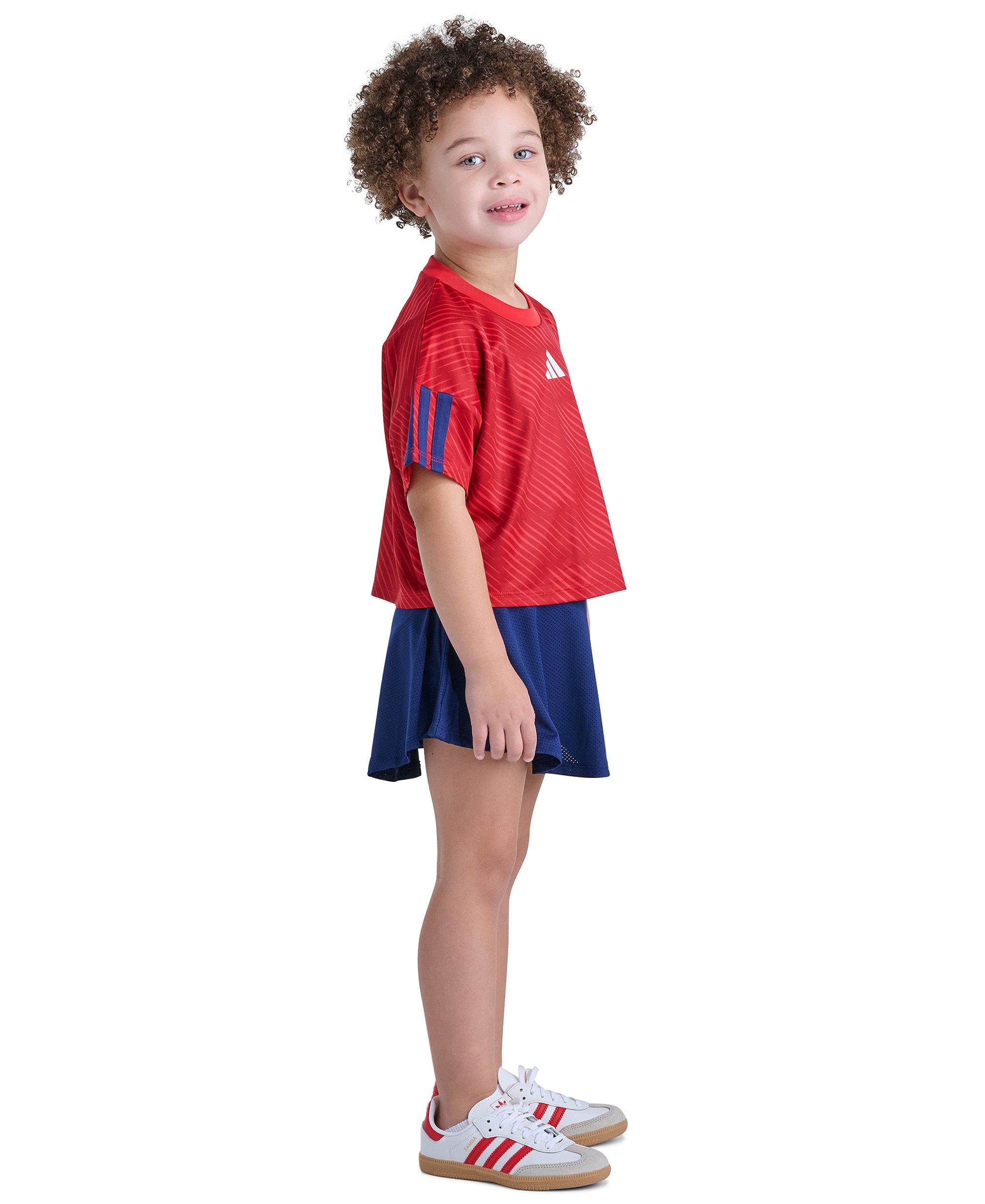 adidas Girls' 2T-6X Short-Sleeve Top & Skort, 2-Piece Set - Red/Blue