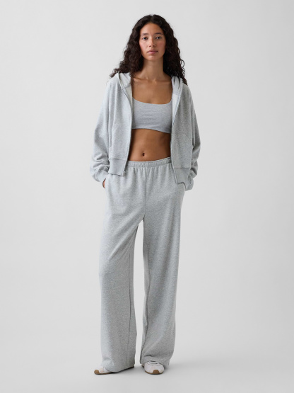 VintageSoft Terry Oversized Wedge Zip Hoodie - Heather grey