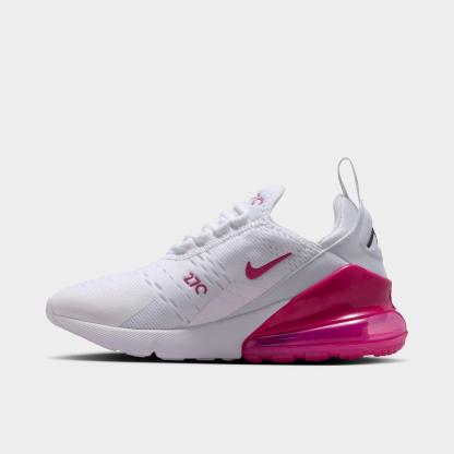Big Kids' Nithtke Air Max 270 Casual Shoes - White/Black/Sweet Beet - Left shoe facing left. Outside of the shoe.